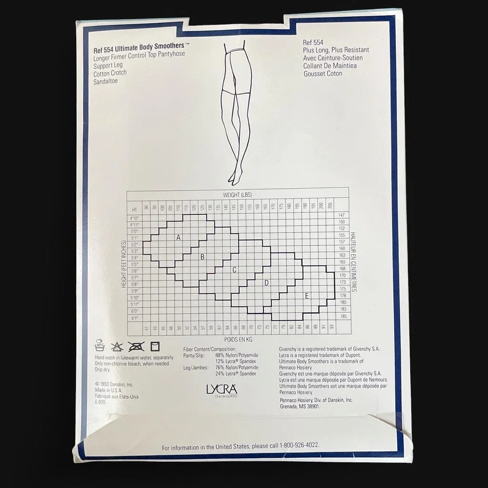 Vintage 1993 Deadstock Givenchy Style 554 Size C Bon Navy pantyhose